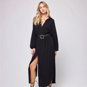 L*Space Logan Dress Button Down Maxi Shirtdress Long Sleeve Cover-Up Size S NWT